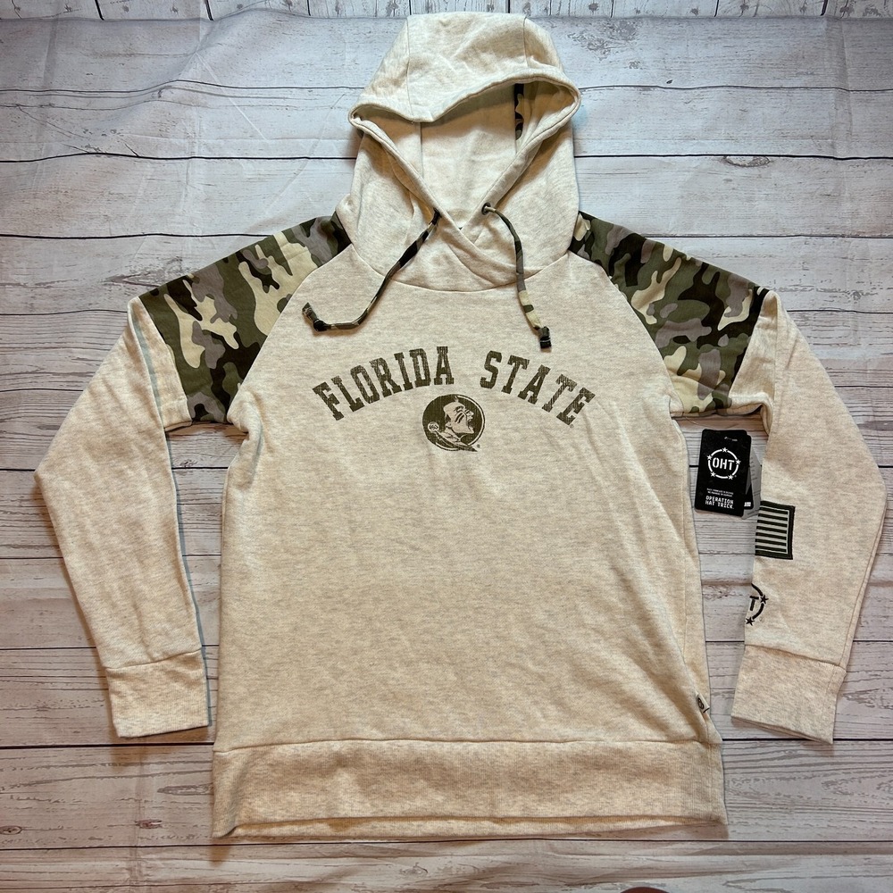 New Florida‎ State Seminoles Long Sleeve Hoodie Pullover Tan Women's Size Large